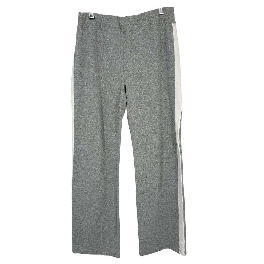 Boston Proper Wide Leg Lounge Pants size medium Gray White leg Stripe Pull on